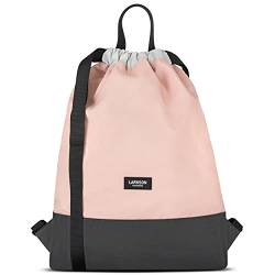 LARKSON Turnbeutel Damen & Herren Rosa Grau - No 7 - Rucksack Damen für Sport und Festival - Beutel Rucksack Klein mit Innentasche - Außentasche für Schnellzugriff von LARKSON