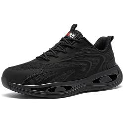 LARNMERN Arbeitsschuhe Damen Sicherheitsschuhe Dämpfung Stahlkappenschuhe Bequeme Atmungsaktive Sportschuhe Leichte Anti-Smashing Trainingsschuhe (Schwarz,36.5EU) von LARNMERN