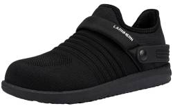 LARNMERN Schlupfschuhe mit Stahlkappe, für Damen und Herren, Sicherheits-Arbeitsschuh, leicht, bequem, Walking-Sneaker, Schwarzer Stoff, 13 Women/11.5 Men von LARNMERN