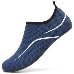 LATATL Badeschuhe Wasserschuhe Schnell Trocknend Schwimmschuhe Strandschuhe Aquaschuhe Surfschuhe Barfußschuhe Leicht Tauchschuhe Wassersportschuhe für Damen Herren (Dunkelblau,41 EU) von LATATL