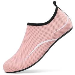 LATATL Badeschuhe Wasserschuhe Schnell Trocknend Schwimmschuhe Strandschuhe Aquaschuhe Surfschuhe Leicht Barfußschuhe Tauchschuhe Wassersportschuhe für Damen Herren(Pink,37 EU) von LATATL