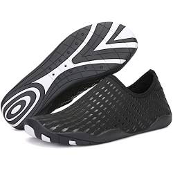 LATATL Badeschuhe Wasserschuhe Schnell Trocknend Schwimmschuhe Strandschuhe Aquaschuhe Surfschuhe Leicht Barfußschuhe Tauchschuhe Wassersportschuhe für Damen Herren(Schwarz,37 EU) von LATATL