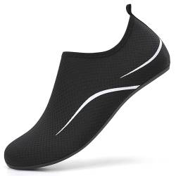 LATATL Badeschuhe Wasserschuhe Schnell Trocknend Schwimmschuhe Strandschuhe Aquaschuhe Surfschuhe Leicht Barfußschuhe Tauchschuhe Wassersportschuhe für Damen Herren(Schwarz,37 EU) von LATATL