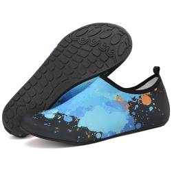 LATATL Unisex Wasserschuhe Badeschuhe Damen Herren Schnell Trocknend Schwimmschuhe Aquaschuhe Barfussschuhe Surfschuhe Strandschuhe Neoprenschuhe für Strand Tauchen Yoga(Schwarz/Blau,42 EU) von LATATL