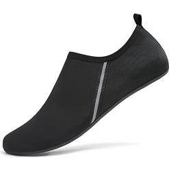 LATATL Wasserschuhe Badeschuhe Schwimmschuhe Leicht Aquaschuhe Schnell Trocknend Strandschuhe Barfußschuhe Atmungsaktiv Neoprenschuhe Wassersportschuhe für Damen Herren(Schwarz,36 EU) von LATATL