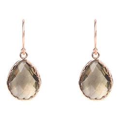 925 Sterling Silver Earrings Small Dangle Drop Rose Gold Brown Quartz Smokey von LATELITA LONDON