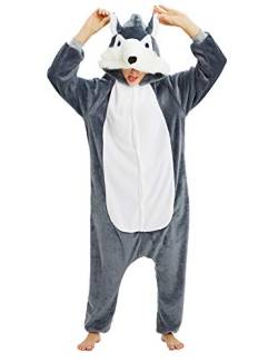 LATH.PIN Pyjamas Jumpsuit Erwachsene Unisex Tier Onesie Cosplay Halloween Karneval Kostüme Schlafanzug Damen Tierkostüme Winter (Wölfe, M) von LATH.PIN