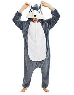 LATH.PIN Pyjamas Jumpsuit Erwachsene Unisex Tier Onesie Cosplay Halloween Karneval Kostüme Schlafanzug Damen Tierkostüme Winter (Wölfe, XS) von LATH.PIN
