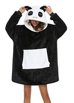 LATH.PIN Sofadecke Panda Decke mit Kapuze Plus Size Unisex Warm Plaid mit Ärmeln Lustige Tasche Sweatshirt, Schwarz , S von LATH.PIN