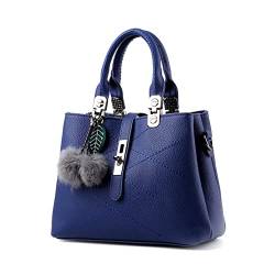 Lath.Pin Damen-Handtasche, Schultertasche, quadratisch, aus PU-Leder, Blau - blau - Größe: 28*12*22cm von LATH.PIN