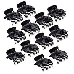 LATRAT Hot Roller Clips 12 Stücke Lockenwickler Clips, Kunststoff Heiße Roller Klammer Ersatz Haarspangen Für Frauen Mädchen Hair Section Styling, Weiß (Schwarz) von LATRAT