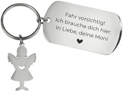 LAUBLUST Personalisierter Schlüsselanhänger mit Schutzengel - Herz Motiv - Geschenk Familie & Freunde | in Geschenkbox von LAUBLUST