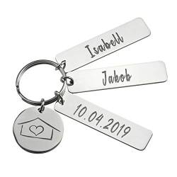 LAUBLUST Schlüsselanhänger Personalisiert - Haus Motiv - Anhänger aus Edelstahl inkl. Geschenkbox | Partner-Geschenk von LAUBLUST