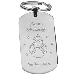 LAUBLUST Schutz-Engel Schlüsselanhänger mit Gravur | Personalisiertes Geschenk | Silberfarbig, inkl. Geschenkbox von LAUBLUST