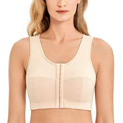 LAUDINE Damen Große Größen Rückenstütz Entlastungs BH mit Vorderverschluss Beige 85I von LAUDINE