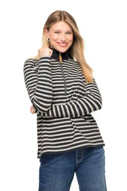 LAURASØN Sweatshirt, Ringel, Troyer-Kragen, Langarm, Oeko-TEX grau L 822790130-L von LAURASØN