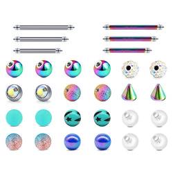 LAURITAMI 24stk Piercing Ersatzkugeln Chirurgischstahl & Acryl 5mm 14G Zunge Nippel Bauch Industrie Barbell Piercing Schmuck von LAURITAMI