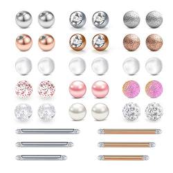 LAURITAMI 30stk Ersatz Piercing Kugeln 5mm Chirurgenstahl & Acryl 14G Zunge Industrial Bauch Ring Bälle Barbell Körperschmuck von LAURITAMI