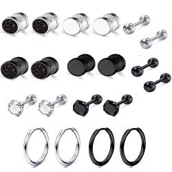 LAURITAMI 8 Paar Fake Ohrläppchen Plug Helix Ohrringe Stecker Ohr Tunnel Schraube Ohrring Chirurgischstahl 16G CZ Piercing Schmuck von LAURITAMI