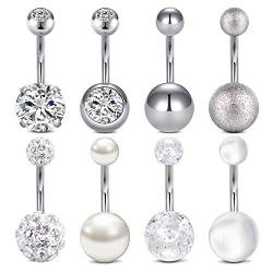 LAURITAMI 8stk Bauchnabelpiercing Bauchbabel Barbell Set Chirurgenstahl 10mm 14G Nabelring Banana Piercing CZ von LAURITAMI