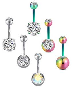 LAURITAMI Bauchnabelpiercing Bauchbabel Barbell Set Chirurgenstahl 10mm 14G Nabelring Banana Piercing CZ von LAURITAMI