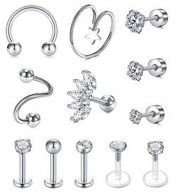 LAURITAMI Helix Piercings Chirurgenstahl 1.2mm 6mm Tragus Ohrring Piercing Stecker Ohr Knorpel Kristall Diamant von LAURITAMI