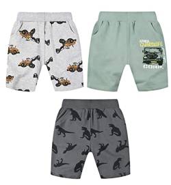 LAUSONS 3er-Pack Shorts für Kinder Sommer Kurze Hosen Cartoon Muster Baumwolle Kurze Hosen Set 4/116-122/Etikett 120 von LAUSONS