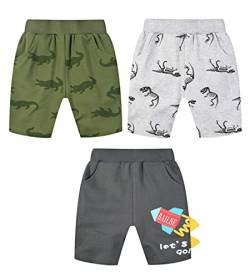 LAUSONS 3er-Pack Shorts für Kinder Sommer Kurze Hosen Cartoon Muster Baumwolle Kurze Hosen Set 6/104-110/Etikett 110 von LAUSONS
