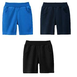 LAUSONS 3er-Pack Shorts für Kinder Sommer Kurze Hosen Einfarbige Baumwolle Schlafanzug Set 1/116-122/Etikett 120 von LAUSONS