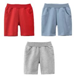 LAUSONS 3er-Pack Shorts für Kinder Sommer Kurze Hosen Einfarbige Baumwolle Schlafanzug Set 2/104-110/Etikett 110 von LAUSONS