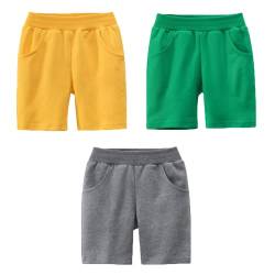 LAUSONS 3er-Pack Shorts für Kinder Sommer Kurze Hosen Einfarbige Baumwolle Schlafanzug Set 3/104-110/Etikett 110 von LAUSONS