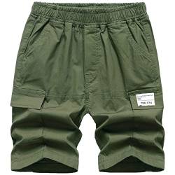 LAUSONS Jungen Cargo Shorts Kinder Cargohose Kurz Hosen Summer Bermuda Armeegrün DE:152-158 (Herstellergröße 160) von LAUSONS