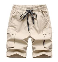 LAUSONS Jungen Cargo Shorts Kinder Cargohose Kurz Hosen Summer Bermuda Kurze Hosen Khaki DE:122-128 (Herstellergröße 130) von LAUSONS