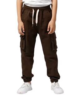 LAUSONS Jungen Cargohose Kinder Cargo Jogginghose Jungs Jogger Hose mit Gummizug Dunkelbraun DE:164-170 (Herstellergröße 170) von LAUSONS