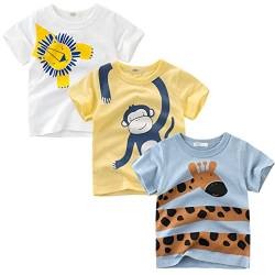 LAUSONS Kinder 3er-Pack T-Shirt Kurzarm Shirt Rundem Ausschnitt Oberteile Cartoon Set Größe 110 von LAUSONS