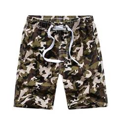 LAUSONS Kinder Badeshorts Jungen Camouflage Badehose mit Innenslip Schnelltrockend Strandshorts Armeegrün 122-128 / Größe S von LAUSONS