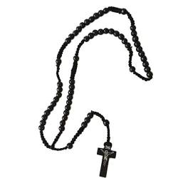 LAVALINK Damen Herren Holz-korn-ketten-jesus-kreuz Rosenkranz-halskette Für Staffelungen Erste Gebetskette von LAVALINK