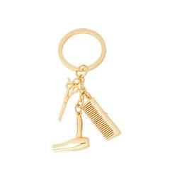 LAVALINK Friseur Fön, Schere, Kamm Charm Anhänger Schlüsselanhänger Rose Gold Auto Keychain Beutel-charme Frauen Männer Kette Auto Ornament Zubehör von LAVALINK