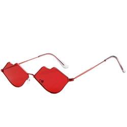 LAVALINK Sonnenbrille Kleine Lippenform Frauen Sonnenbrille Mundbrille Rote Herat Schattierungen Uv400 von LAVALINK