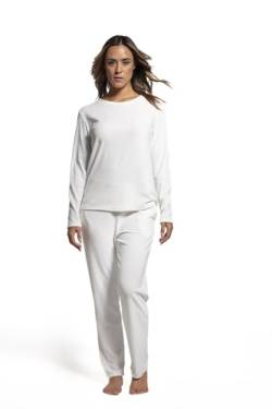 LAVENZO Roberto Garino Damen-Pyjama aus Fleece, warm, langärmelig, elegant, hergestellt in Italien, zweiteiliger Schlafanzug – Geschenkidee für Mädchen, Creme Lv5006+505, M von LAVENZO