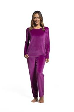 LAVENZO Roberto Garino Damen-Pyjama aus Fleece, warm, langärmelig, elegant, hergestellt in Italien, zweiteiliger Schlafanzug – Geschenkidee für Mädchen, Fuchsia Lv5006+505, 50 von LAVENZO