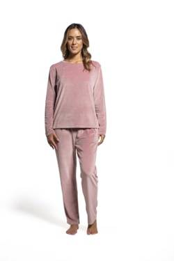 LAVENZO Roberto Garino Damen-Pyjama aus Fleece, warm, langärmelig, elegant, hergestellt in Italien, zweiteiliger Schlafanzug – Geschenkidee für Mädchen, Rosa Lv5006+505, S von LAVENZO