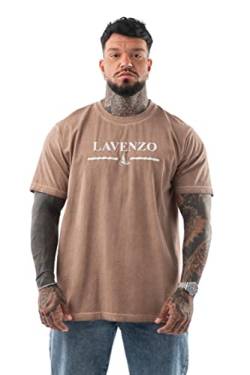 LAVENZO - T Shirt für Herren mit kurzen Ärmeln, 100% Baumwolle - Freizeitkleidung für Jungen, T-Shirt, T-Shirt für besondere Größen, Geschenkidee Geburtstag, beige, Large von LAVENZO