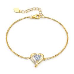 LAVUMO Herz Armband Damen Armband silber Schmuck Damen Geschenk für Sie MaMa Frau (Gold) von LAVUMO