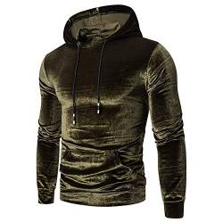 Herren Kapuzenpullover Samt Solid Color Hoodie Kapuzenpullover Sweatshirt Pullover Kängurutasche Langarm Pullover Gr. XX-Large, grün von LAYAN-B