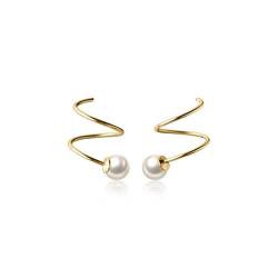 925 Sterling Silber Damen 5mm Perle Ohrknochen Ohrschnalle Ring Dicht Gepackte Mini Doppelring Ohrringe von LAYCHEN