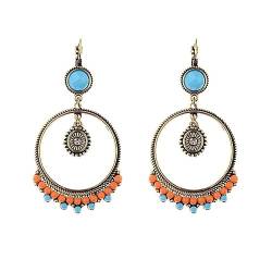 Boho Orange Perlen Gold Farbe Runde Ohrhänger Für Frauen Ethnische Türkise Damen Ohrringe von LAYCHEN