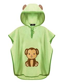 LAYNENBURG Premium Badeponcho Kinder mit Kapuze - 100% Baumwolle - OEKO TEX - Baby Jungen Mädchen Handtuch Poncho Frottee - 1-3 Jahre/Affe von LAYNENBURG