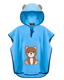 LAYNENBURG Premium Badeponcho Kinder mit Kapuze - 100% Baumwolle - OEKO TEX - Baby Jungen Mädchen Handtuch Poncho Frottee - 1-3 Jahre/Bär von LAYNENBURG