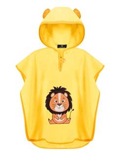 LAYNENBURG Premium Badeponcho Kinder mit Kapuze - 100% Baumwolle - OEKO TEX - Baby Jungen Mädchen Handtuch Poncho Frottee - 1-3 Jahre/Löwe von LAYNENBURG